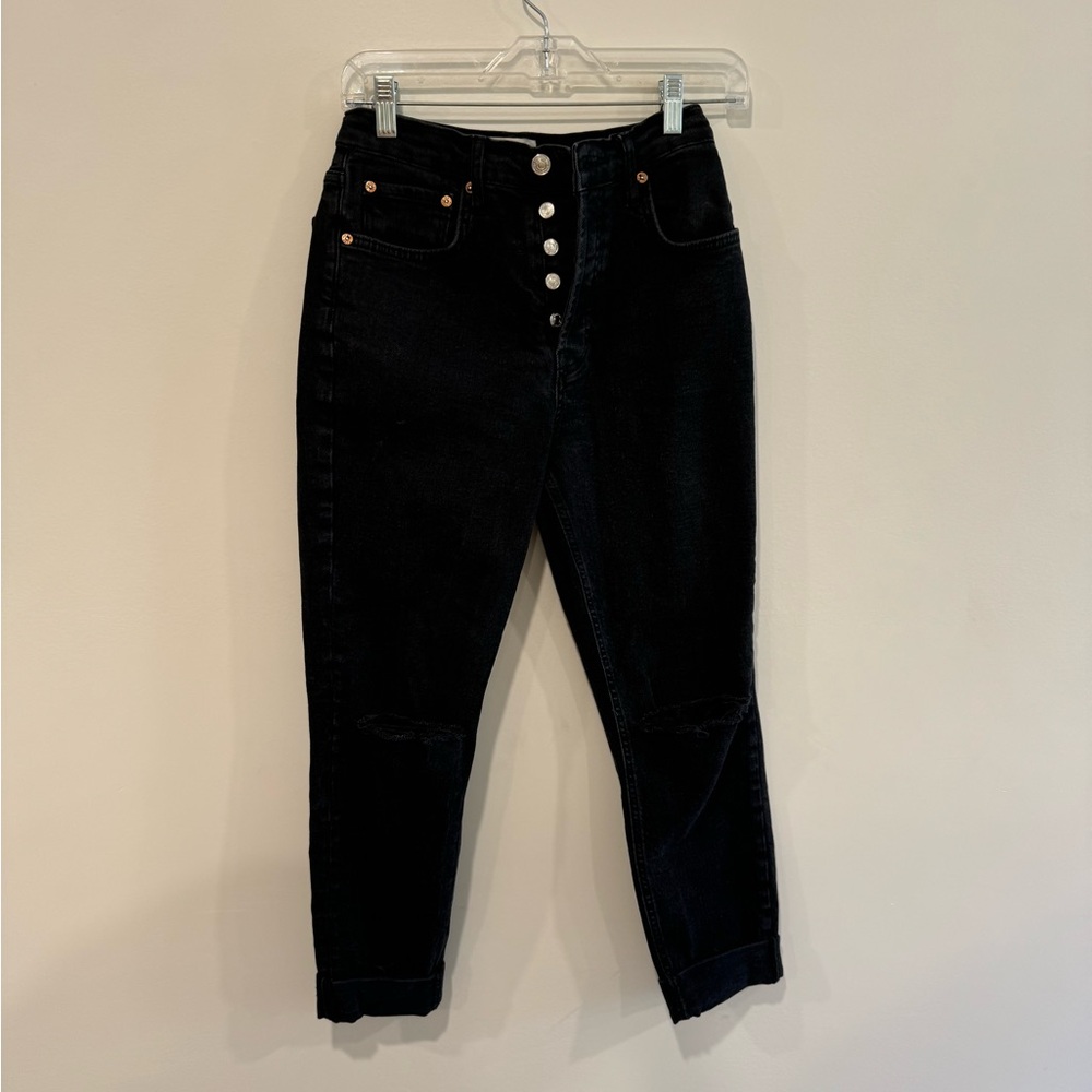 Free People Black Ripped Jeans Size 27